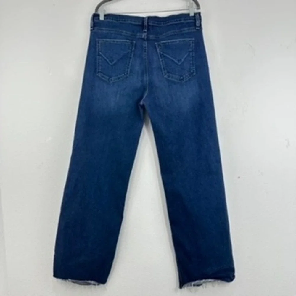 Hudson Rosie Wide Leg High‎ Rise Jeans Dark Wash Wm Size 33 Button Fly Raw Hem - Picture 6 of 8